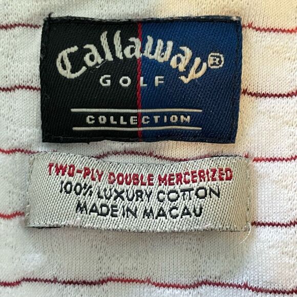 Callaway Golf Collection Polo Shirt White Red Ventilated Striped Knit Short Slee - Picture 5 of 10